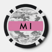 Winter Sneeuwgrijs Camouflage Jouw naam Personalis Poker Chips (Achterkant)