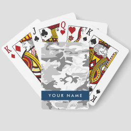 Winter Sneeuwgrijs Camouflage Jouw naam Personalis Pokerkaarten
