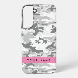 Winter Sneeuwgrijs Camouflage Jouw naam Personalis Samsung Galaxy Hoesje