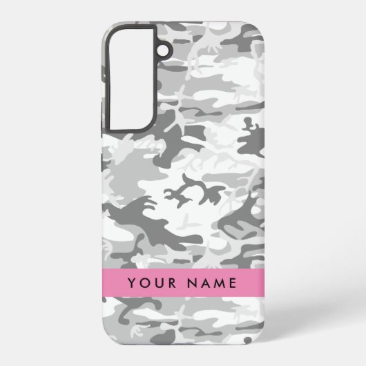 Winter Sneeuwgrijs Camouflage Jouw naam Personalis Samsung Galaxy Hoesje (Achterkant)