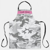 Winter Sneeuwgrijs Camouflage Jouw naam Personalis Schort (Voorkant)