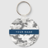 Winter Sneeuwgrijs Camouflage Jouw naam Personalis Sleutelhanger (Voorkant)