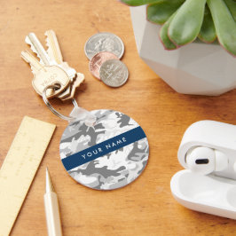 Winter Sneeuwgrijs Camouflage Jouw naam Personalis Sleutelhanger