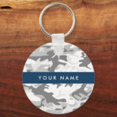 Winter Sneeuwgrijs Camouflage Jouw naam Personalis Sleutelhanger (Voorkant)
