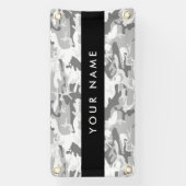Winter Sneeuwgrijs Camouflage Jouw naam Personalis Spandoek (Verticaal)