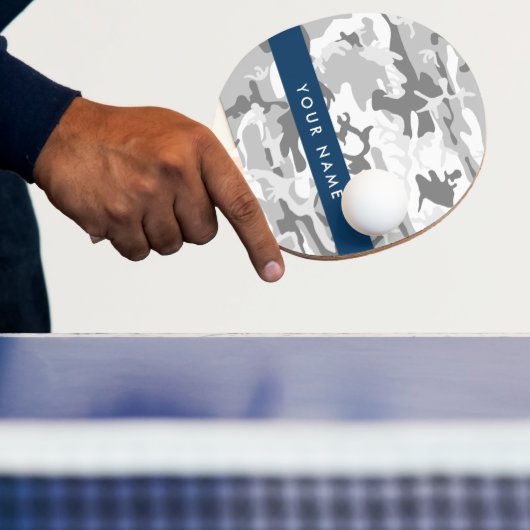 Winter Sneeuwgrijs Camouflage Jouw naam Personalis Tafeltennisbatje (Insitu)