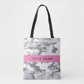 Winter Sneeuwgrijs Camouflage Jouw naam Personalis Tote Bag (Voorkant)