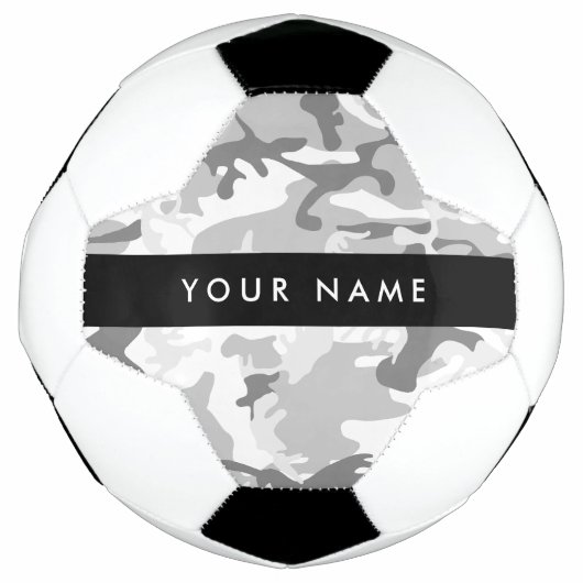 Winter Sneeuwgrijs Camouflage Jouw naam Personalis Voetbal (Voorkant)