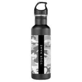 Winter Sneeuwgrijs Camouflage Jouw naam Personalis Waterfles