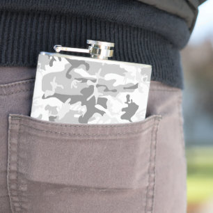 Winter Sneeuwgrijze camouflage, Militair, Leger Heupfles