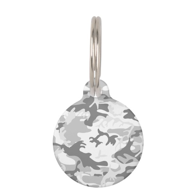 Winter Sneeuwgrijze camouflage, Militair, Leger Huisdierpenning (Voorkant)