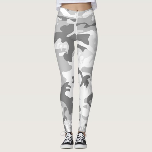 Winter Sneeuwgrijze camouflage, Militair, Leger Leggings (Voorkant)