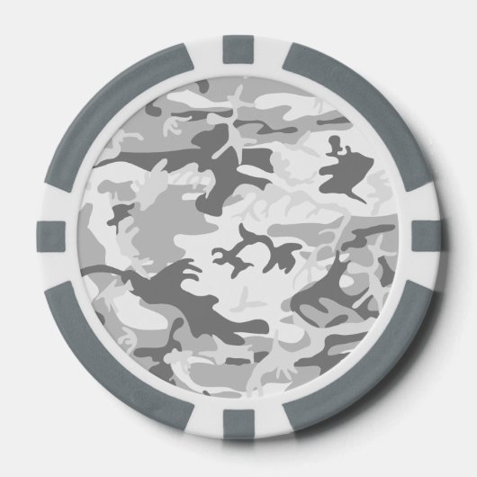 Winter Sneeuwgrijze camouflage, Militair, Leger Poker Chips (Voorkant)