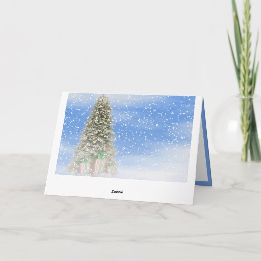 Winter Sneeuwkerstboom en Snowflakes Holiday Kaart (Achterkant)