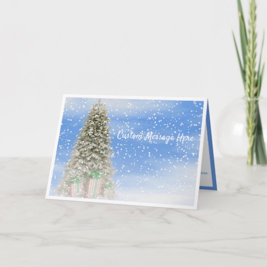 Winter Sneeuwkerstboom en Snowflakes Holiday Kaart (Voorkant)