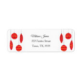 Winter Sneeuwkerstfeest Red Bauble Festive Wedding Etiket (Voorkant)