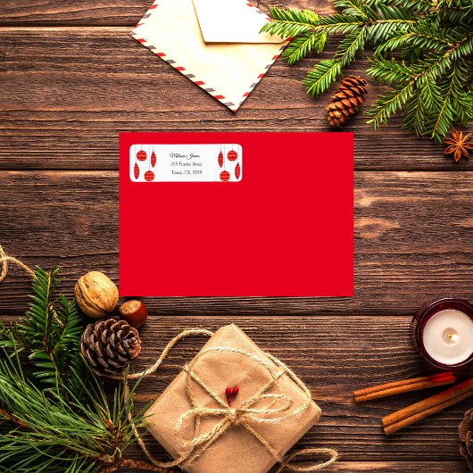 Winter Sneeuwkerstfeest Red Bauble Festive Wedding Etiket