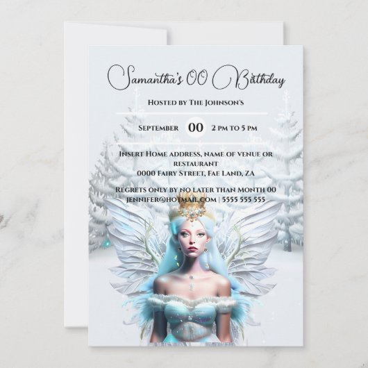 Winter Sneeuwkoningin Fairy Forest Blauw Witte Mei Kaart (Voorkant)