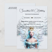 Winter Sneeuwkoningin Fairy Forest Blauw Witte Mei Kaart (Voorkant / Achterkant)