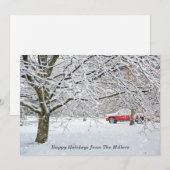 Winter Sneeuwlandschap & Rode Truck  Feestdagenkaart (Voorkant / Achterkant)