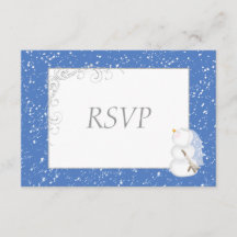 Winter sneeuwman bruid & bruidegom bruiloft RSVP