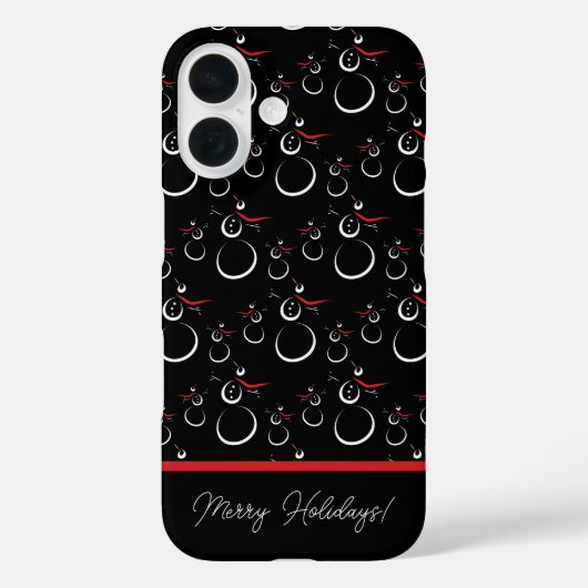 Winter Sneeuwman Familie Patroon Merry Feestdagen Case-Mate iPhone Case (Achterkant)