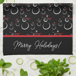 Winter Sneeuwman Familie Patroon Merry Feestdagen  Theedoek