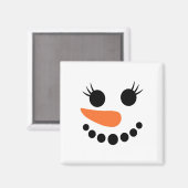 Winter Sneeuwman Gezicht Wimpers Kerstmis Kerstmis Magneet (Voorkant / Achterkant)