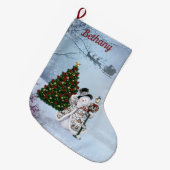 Winter Sneeuwman Grote Kerstsok (Voorkant (Hangend))