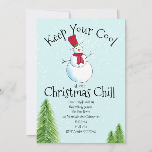 Winter Sneeuwman Party Kaart (Voorkant)