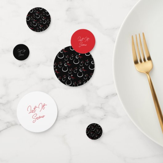 Winter Sneeuwman Patroon Laat Het Sneeuw Zwart en Confetti (Groep)