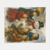 Winter Sneeuwman Scene Fleece Deken – Knus Medium (Voorkant (Horizontaal))