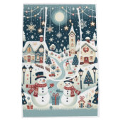 Winter Sneeuwman Scène Medium Cadeauzakje (Achterkant)