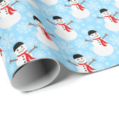 Winter Sneeuwman Schattige Blauw Vakantie Cadeaupapier (Rol Hoek)