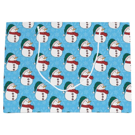 Winter Sneeuwman Schattigee Blauwe Kerstvakantie Groot Cadeauzakje (Voorkant)