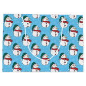 Winter Sneeuwman Schattigee Blauwe Kerstvakantie Groot Cadeauzakje (Achterkant)