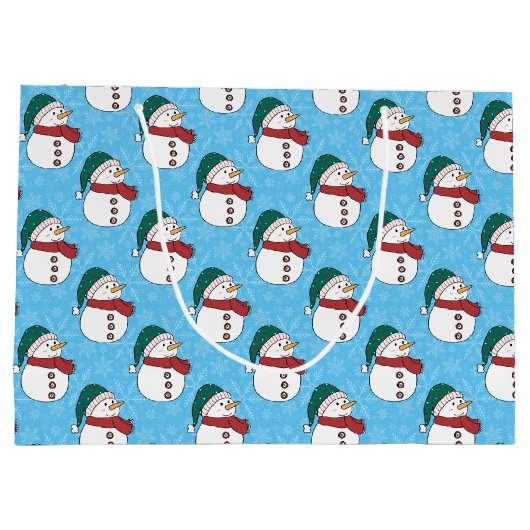 Winter Sneeuwman Schattigee Blauwe Kerstvakantie Groot Cadeauzakje (Achterkant)