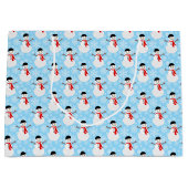 Winter Sneeuwman Schattigee Blauwe Kerstvakantie Groot Cadeauzakje (Voorkant)