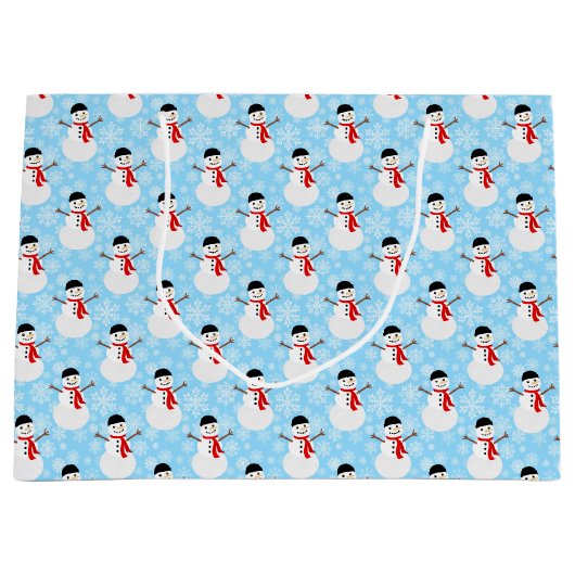 Winter Sneeuwman Schattigee Blauwe Kerstvakantie Groot Cadeauzakje (Voorkant)