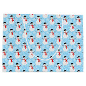 Winter Sneeuwman Schattigee Blauwe Kerstvakantie Groot Cadeauzakje (Achterkant)