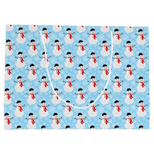 Winter Sneeuwman Schattigee Blauwe Kerstvakantie Groot Cadeauzakje (Achterkant)