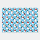 Winter Sneeuwman Schattigee Blauwe Kerstvakantie Inpakpapier Vel (Voorkant 3)