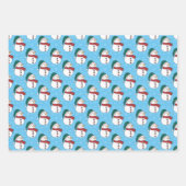 Winter Sneeuwman Schattigee Blauwe Kerstvakantie Inpakpapier Vel (Voorkant)