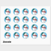 Winter Sneeuwman Schattigee Blauwe Kerstvakantie Ronde Sticker (Vel)