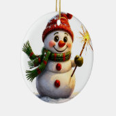 🎄 Winter Sneeuwman Vreugde Keramische Kerstbal Ca Keramisch Ornament (Rechts)