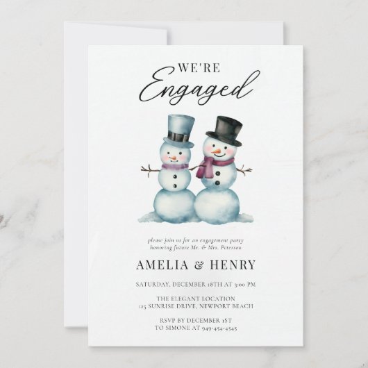 Winter Sneeuwmannen Grappig Schattige verlovingsfe Kaart (Voorkant)