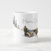 Winter Sneeuwpaard Sleigh Ride Kerstmis Jumbo Mok (Voorkant)