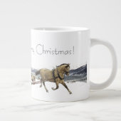 Winter Sneeuwpaard Sleigh Ride Kerstmis Jumbo Mok (Rechts)