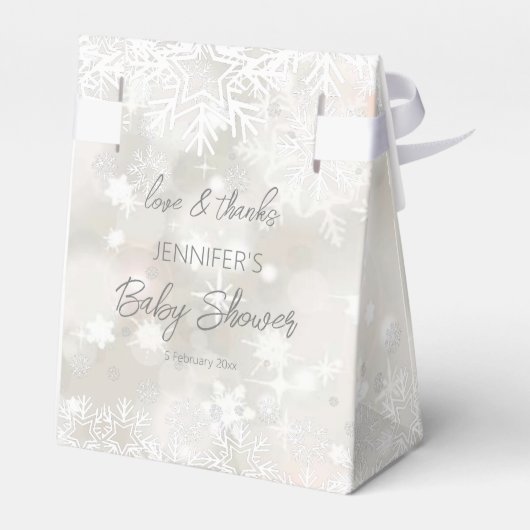Winter sneeuwpastelkleuren baby shower dank u bedankdoosjes (Achterkant)