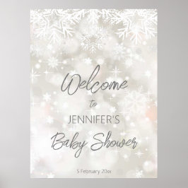 Winter sneeuwpastelkleuren baby shower welkom poster